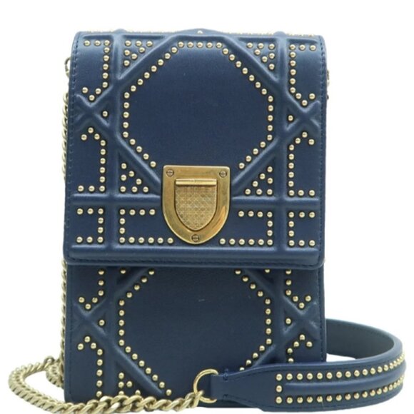 Dior Handbags - 100% Authentic Dior Diorama Navy Leather Shoulder Bag